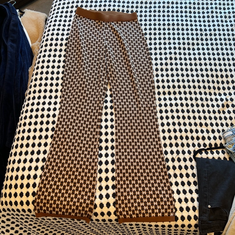 & Other Stories wool blend knitted pants in brown jacquard